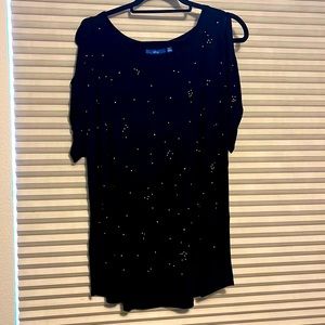 Black Beaded Blouse with slit sleeves